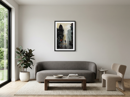 Cityscape with Silent Crossing – Contemporary Urban Cityscape Painting (AB)