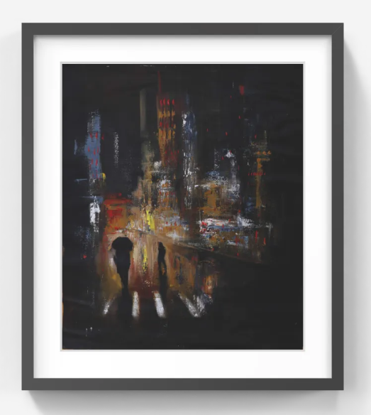 Cityscape of Solitude – Contemporary Urban Night Painting (AB)