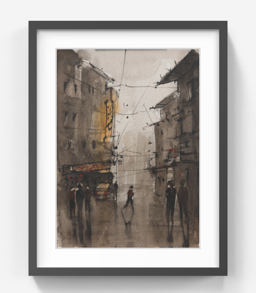 Everyday Crossing Kolkata Streetscapes – Contemporary Urban Painting (AB)
