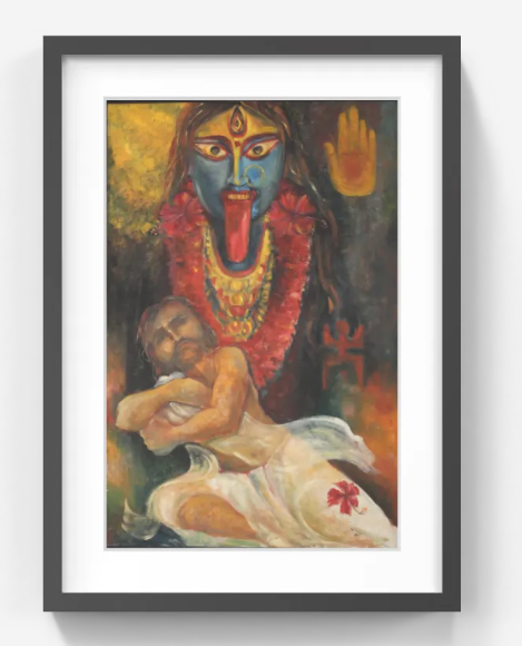Original Goddess Kali Painting – Powerful Indian Mythology Artwork – Expressionist Hindu Deity Art on Canvas