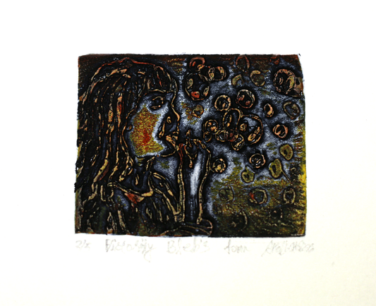 Contemporary Art | “Blebsform” Viscosity Print on Paper by Akash Ghosh | Symbolic Human Expression Artwork