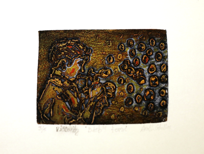 Contemporary Art | “Blebsform” Viscosity Print on Paper by Akash Ghosh | Symbolic Human Expression Artwork