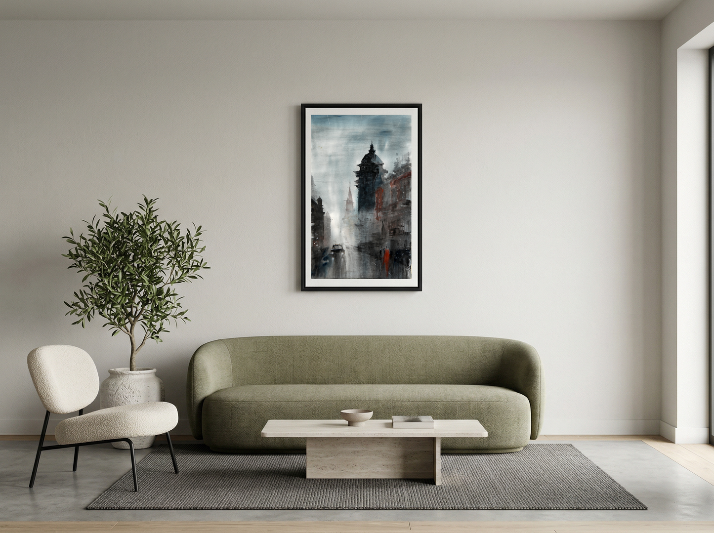 Cityscape in Mist – Contemporary Urban Cityscape Painting (AB)