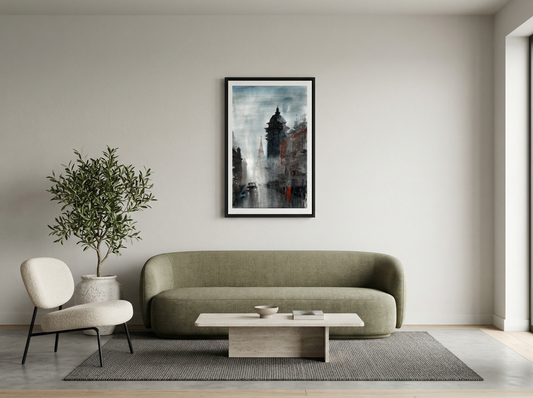 Cityscape in Mist – Contemporary Urban Cityscape Painting (AB)