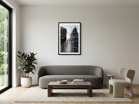 Cityscape at the Crossing – Contemporary Urban Cityscape Painting (AB)