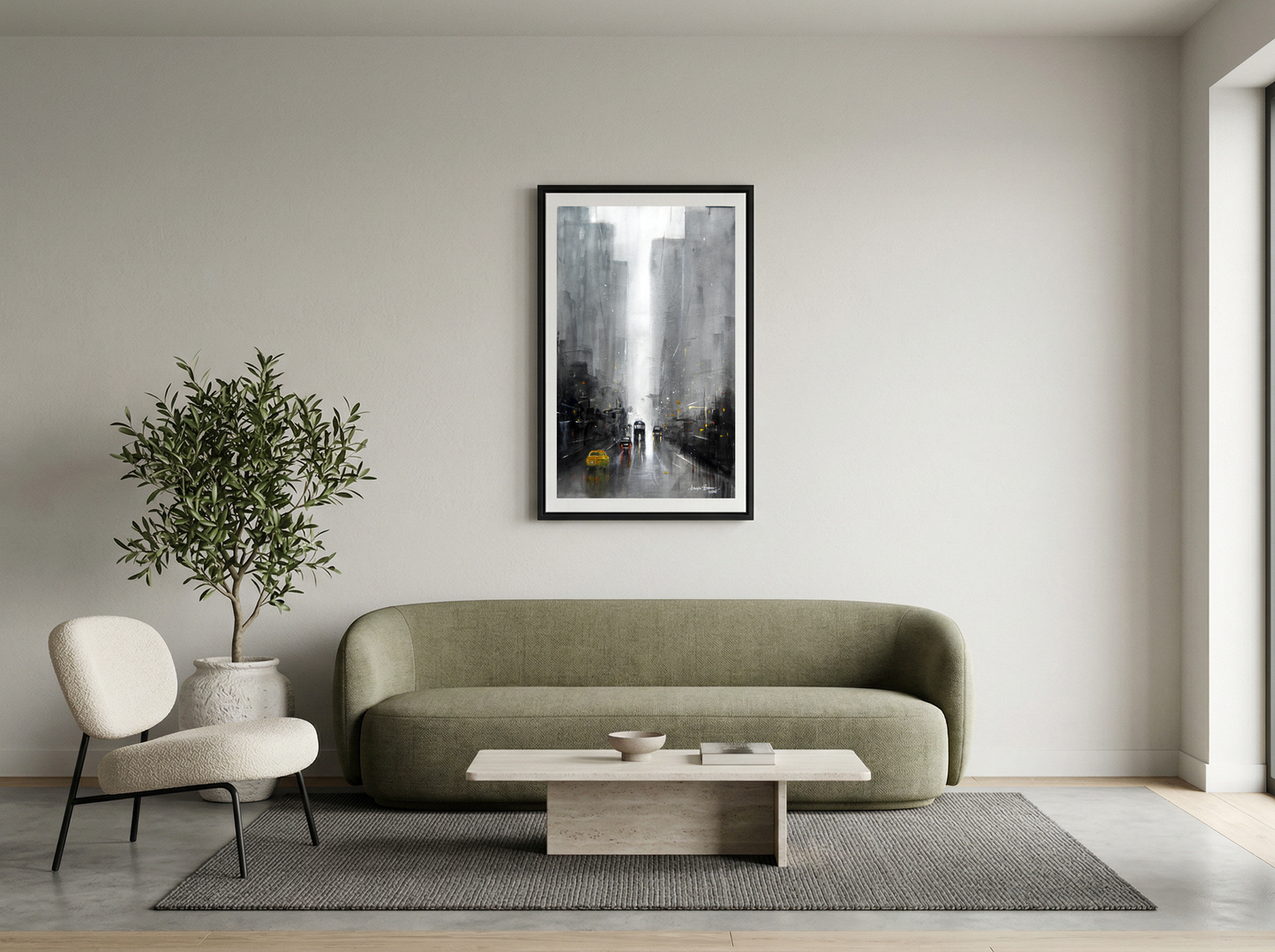 Cityscape of Light and Rain – Contemporary Urban Cityscape Painting (AB)