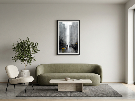 Cityscape of Light and Rain – Contemporary Urban Cityscape Painting (AB)