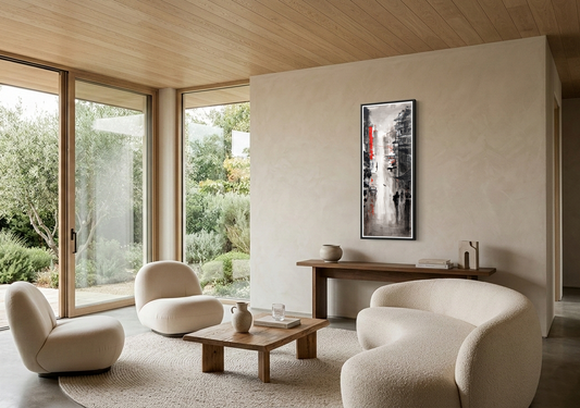 Cityscape of Quiet Passage – Contemporary Urban Cityscape Painting (AB)