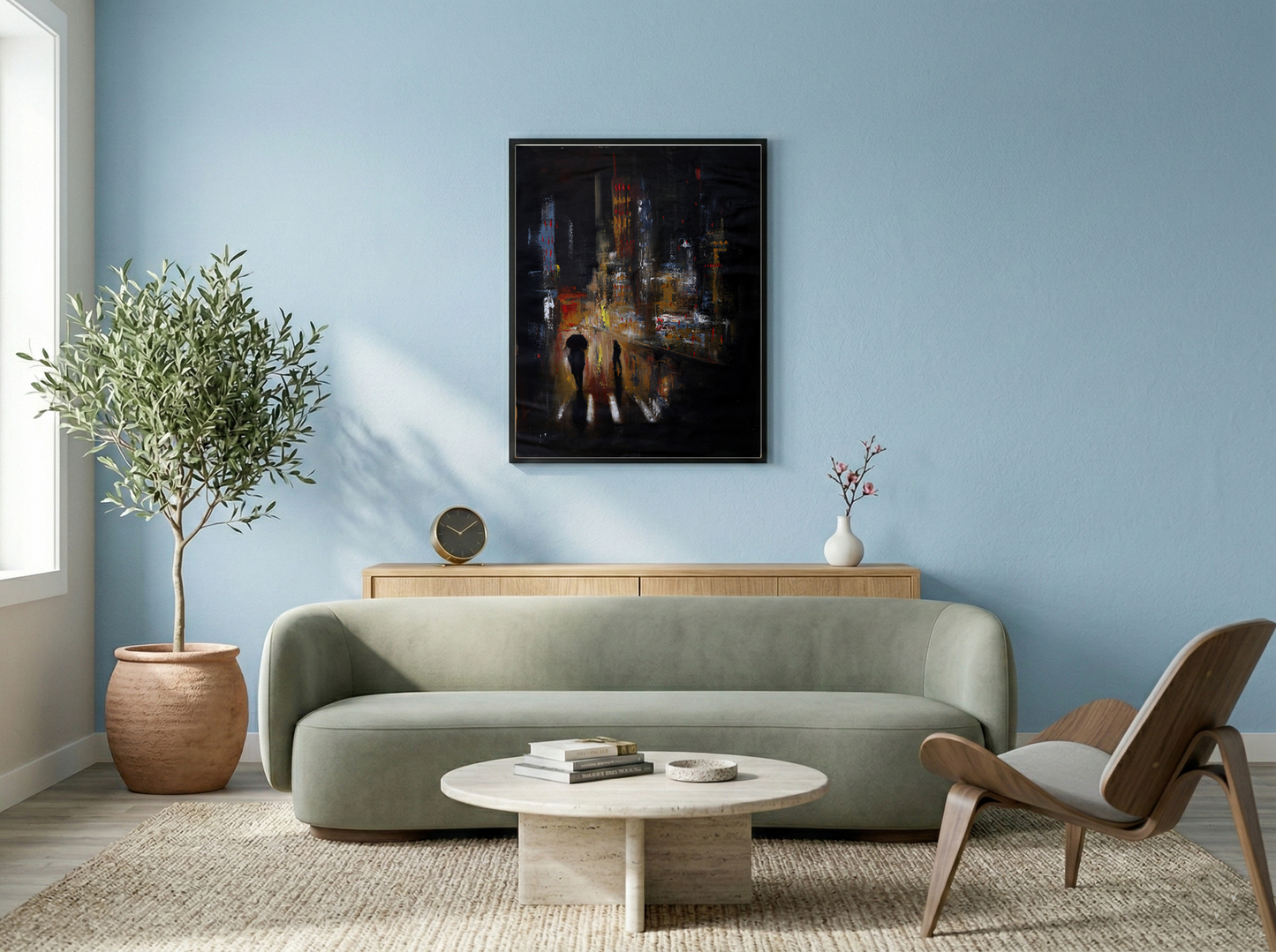 Cityscape of Solitude – Contemporary Urban Night Painting (AB)