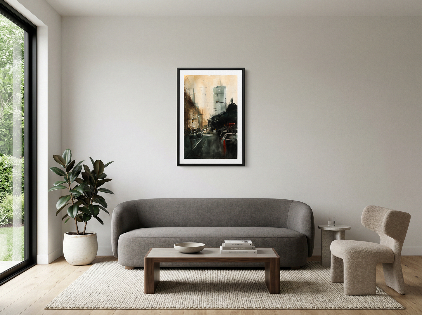 Cityscape at Dusk Glow – Contemporary Urban Cityscape Painting (AB)