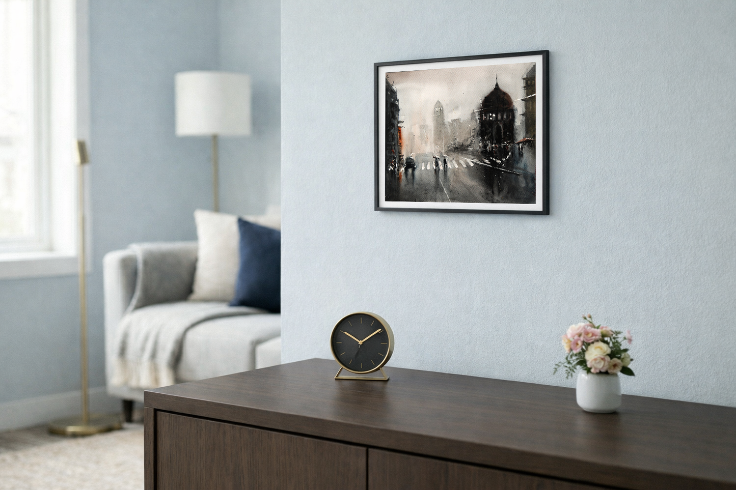 Cityscape at the Crosswalk – Contemporary Urban Cityscape Painting (AB)