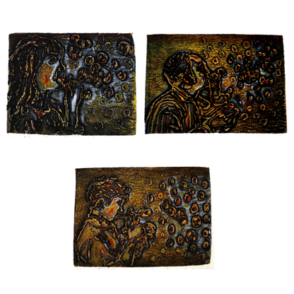Contemporary Art | “Blebsform” Viscosity Print on Paper by Akash Ghosh | Symbolic Human Expression Artwork