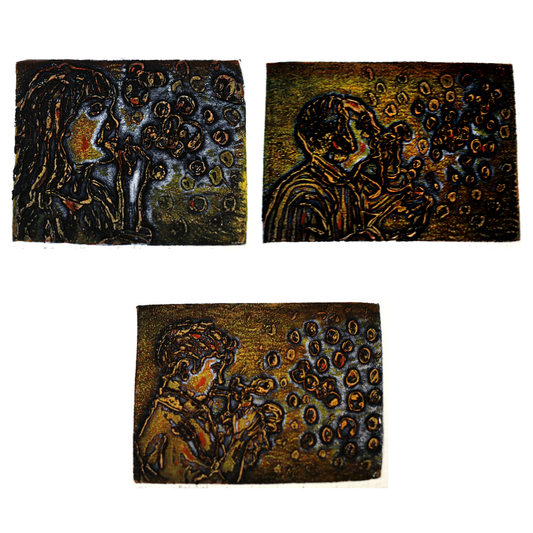 Contemporary Art | “Blebsform” Viscosity Print on Paper by Akash Ghosh | Symbolic Human Expression Artwork