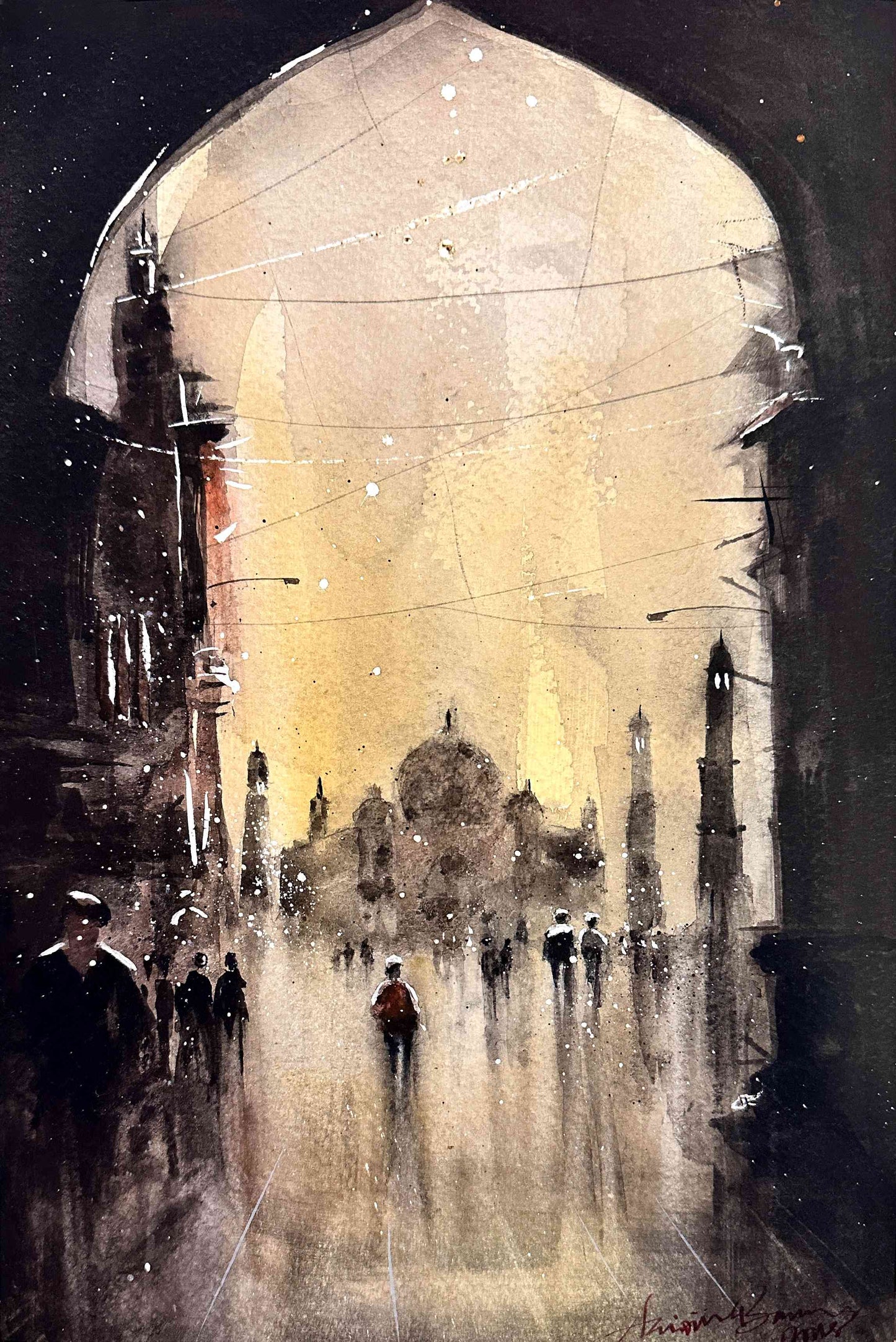 Cityscape Through the Arch – Contemporary Urban Cityscape Painting (AB)