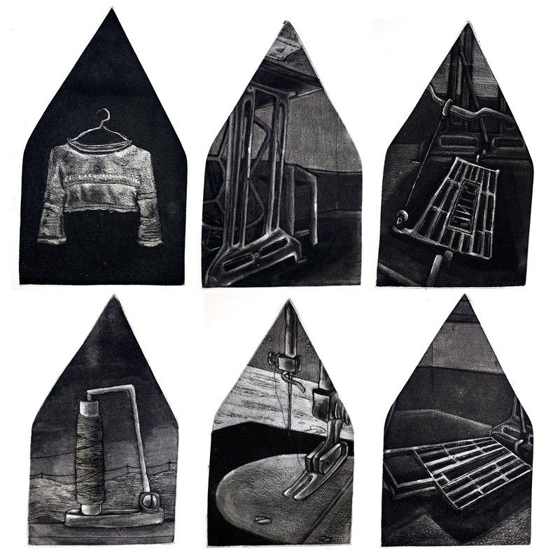 Contemporary Art Etching on Paper – “Iron Series” by Pritam Das | Tailoring Tools & Textile Inspired Artwork