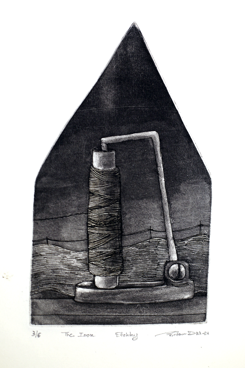 Contemporary Art Etching on Paper – “Iron Series” by Pritam Das | Tailoring Tools & Textile Inspired Artwork