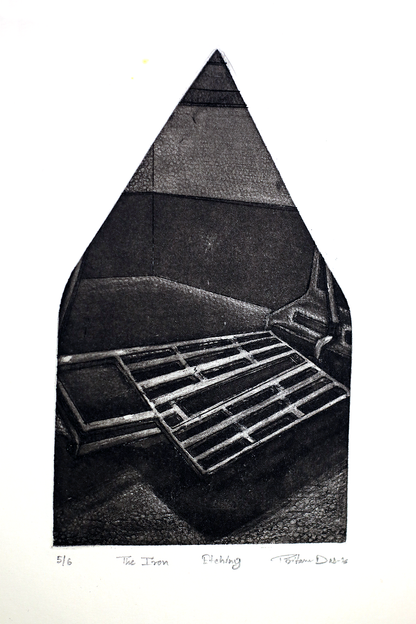 Contemporary Art Etching on Paper – “Iron Series” by Pritam Das | Tailoring Tools & Textile Inspired Artwork