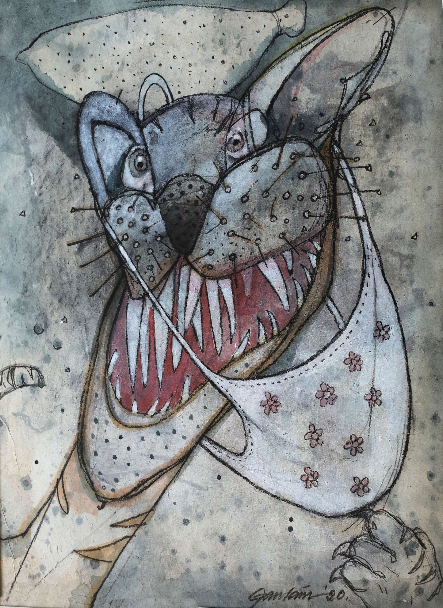 Contemporary Art – “Unmask” Mixed Media Painting by Gautam Das | Surreal Animal Artwork