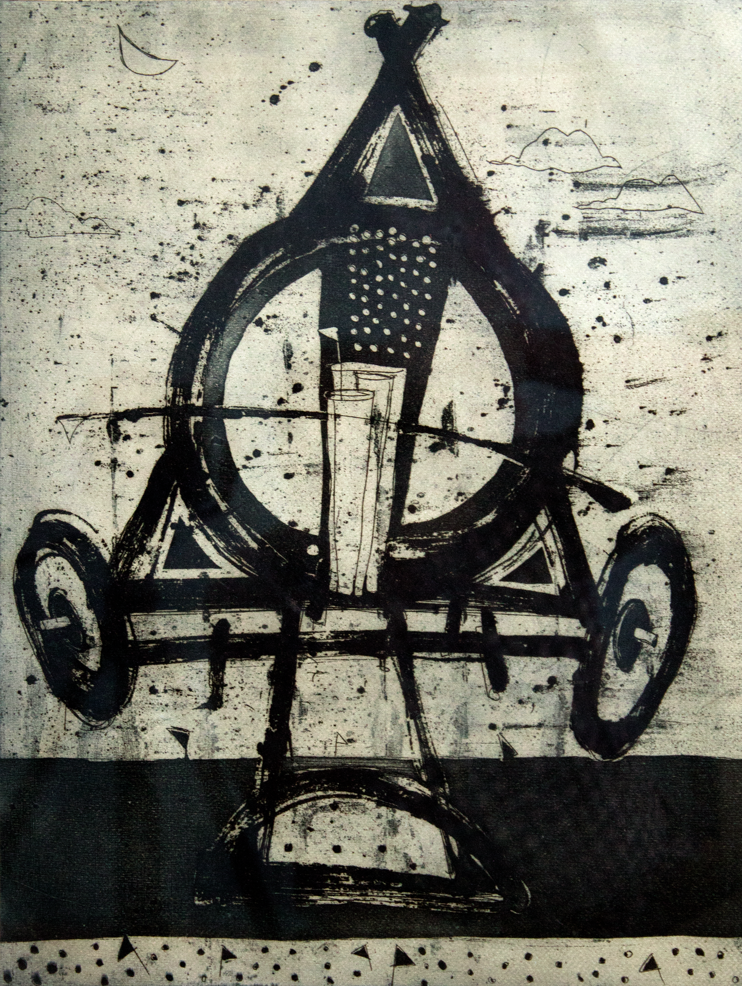 Contemporary Art – “Childhood” Etching by Gautam Das | Symbolic Figurative Artwork