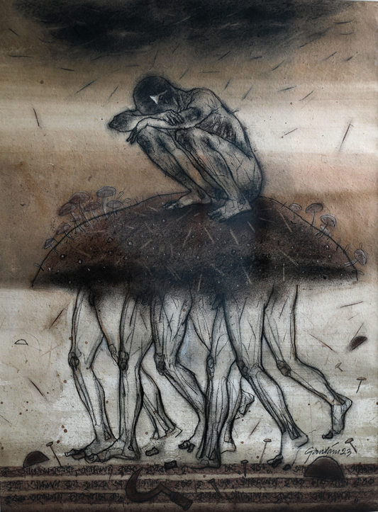 Contemporary Art – “Movement” Mixed Media Painting by Gautam Das | Expressive Figurative Artwork