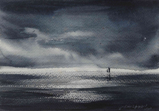 Distant Beach Silence – Contemporary Beach Painting (AB)