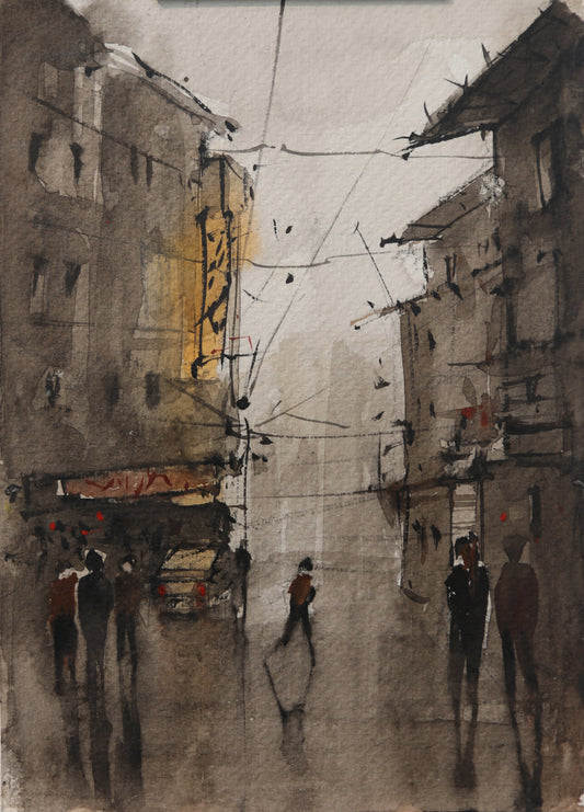 Everyday Crossing Kolkata Streetscapes – Contemporary Urban Painting (AB)
