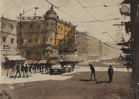 Crossroads of Time Kolkata Streetscapes – Contemporary Urban Painting (AB)