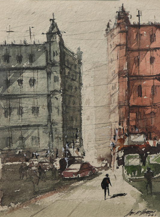 Between Old Facades Kolkata Streetscapes – Contemporary Urban Painting (AB)