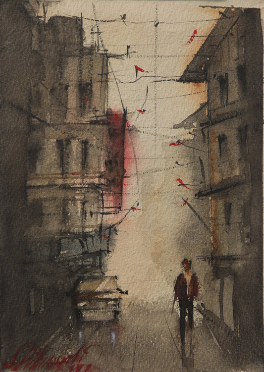 Quiet Alley Kolkata Streetscapes – Contemporary Urban Painting (AB)