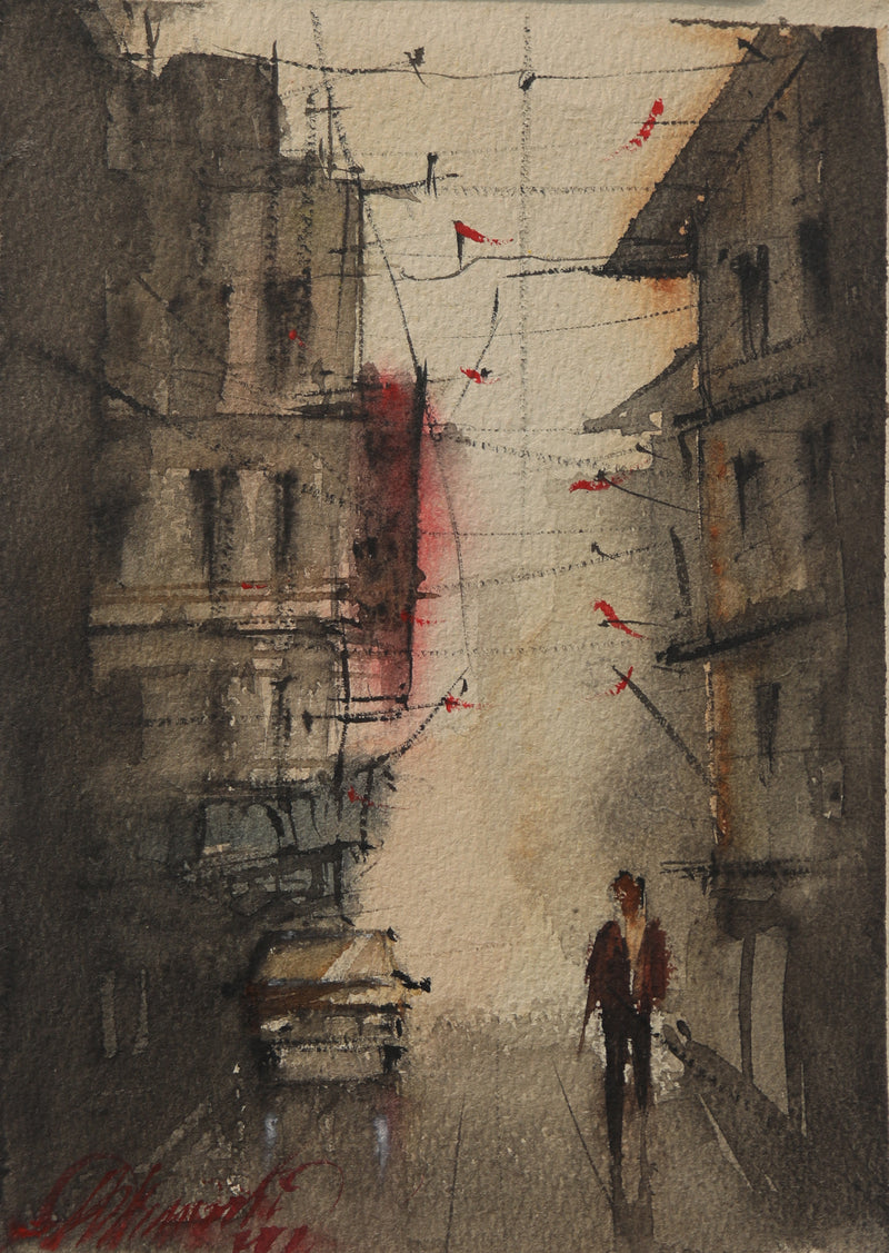 Quiet Alley Kolkata Streetscapes – Contemporary Urban Painting (AB)