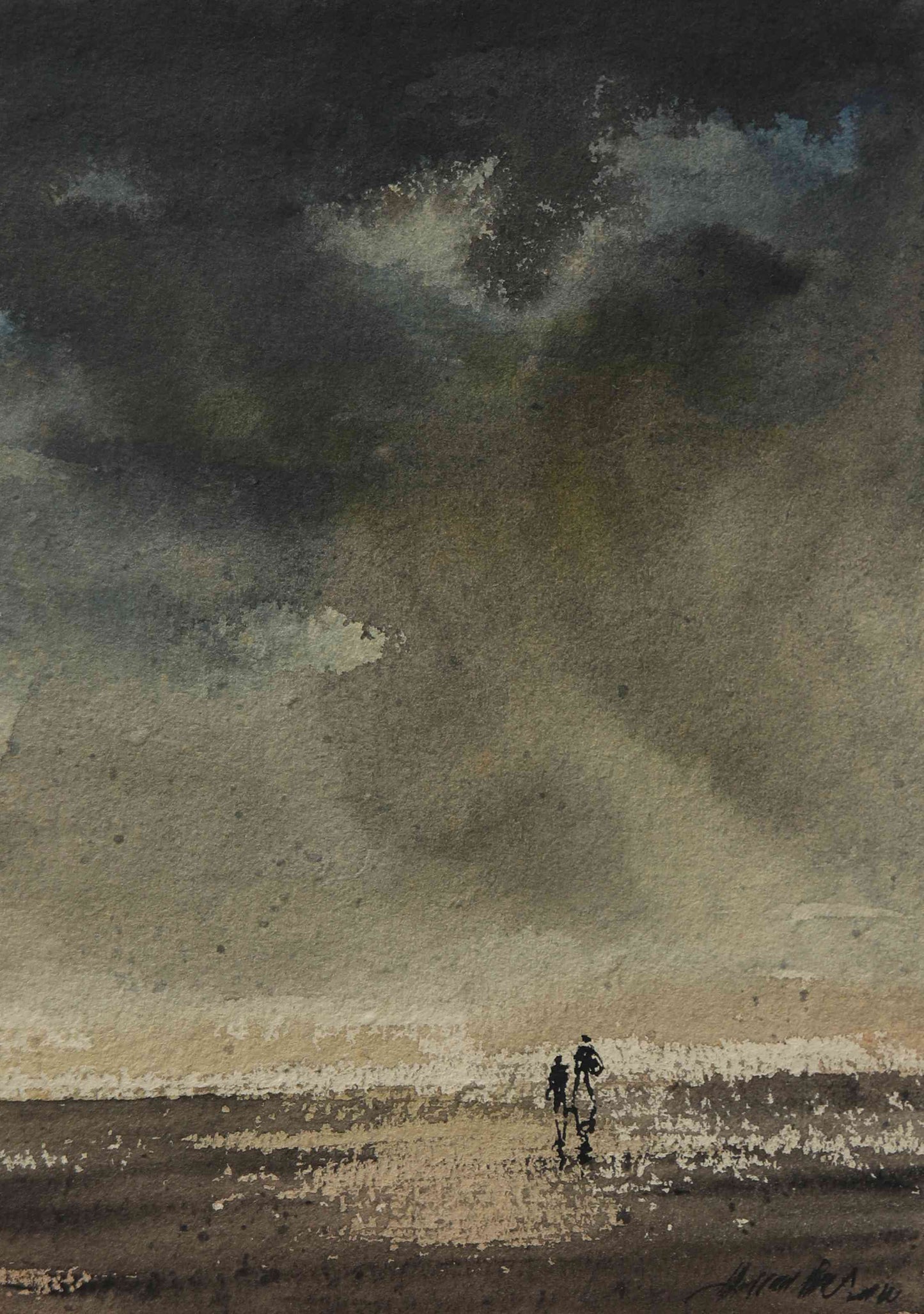 Moody Beach Walk – Contemporary Beach Painting (AB)