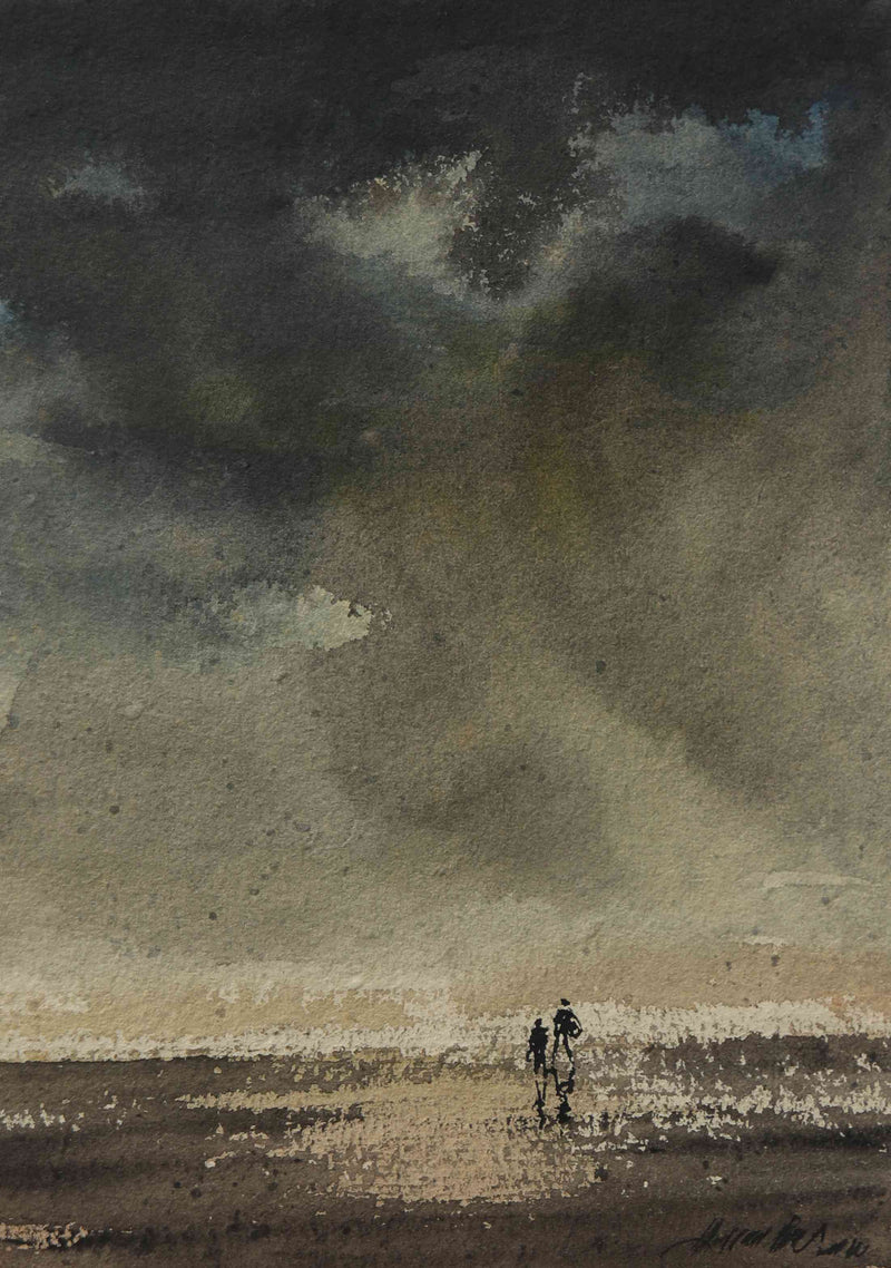 Moody Beach Walk – Contemporary Beach Painting (AB)