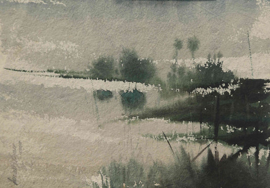 Quiet Beach Horizon – Minimalist Beach Painting (AB)