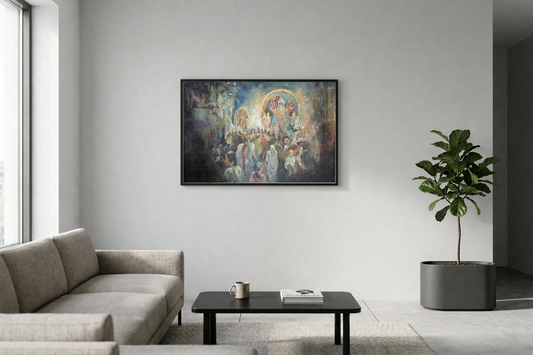 Durga Puja Festival Painting – Original Indian Cultural Artwork – Bengal Heritage Celebration Art on Canvas (SB)