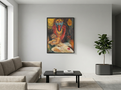 Original Goddess Kali Painting – Powerful Indian Mythology Artwork – Expressionist Hindu Deity Art on Canvas