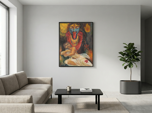 Original Goddess Kali Painting – Powerful Indian Mythology Artwork – Expressionist Hindu Deity Art on Canvas
