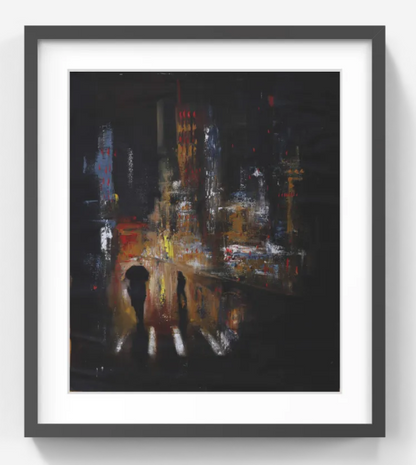 Cityscape of Solitude – Contemporary Urban Night Painting (AB)
