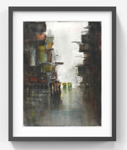 Cityscape Between Walls – Contemporary Urban Cityscape Painting (AB)