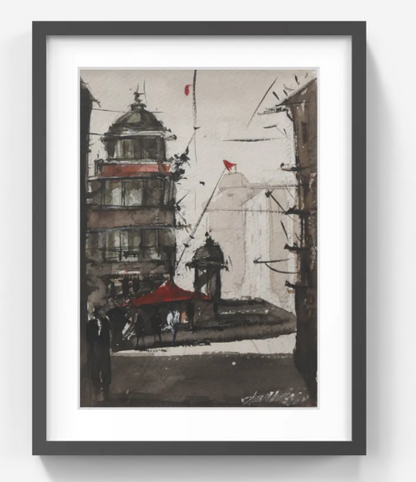 Heritage Crossing Kolkata Streetscapes – Contemporary Urban Painting (AB)